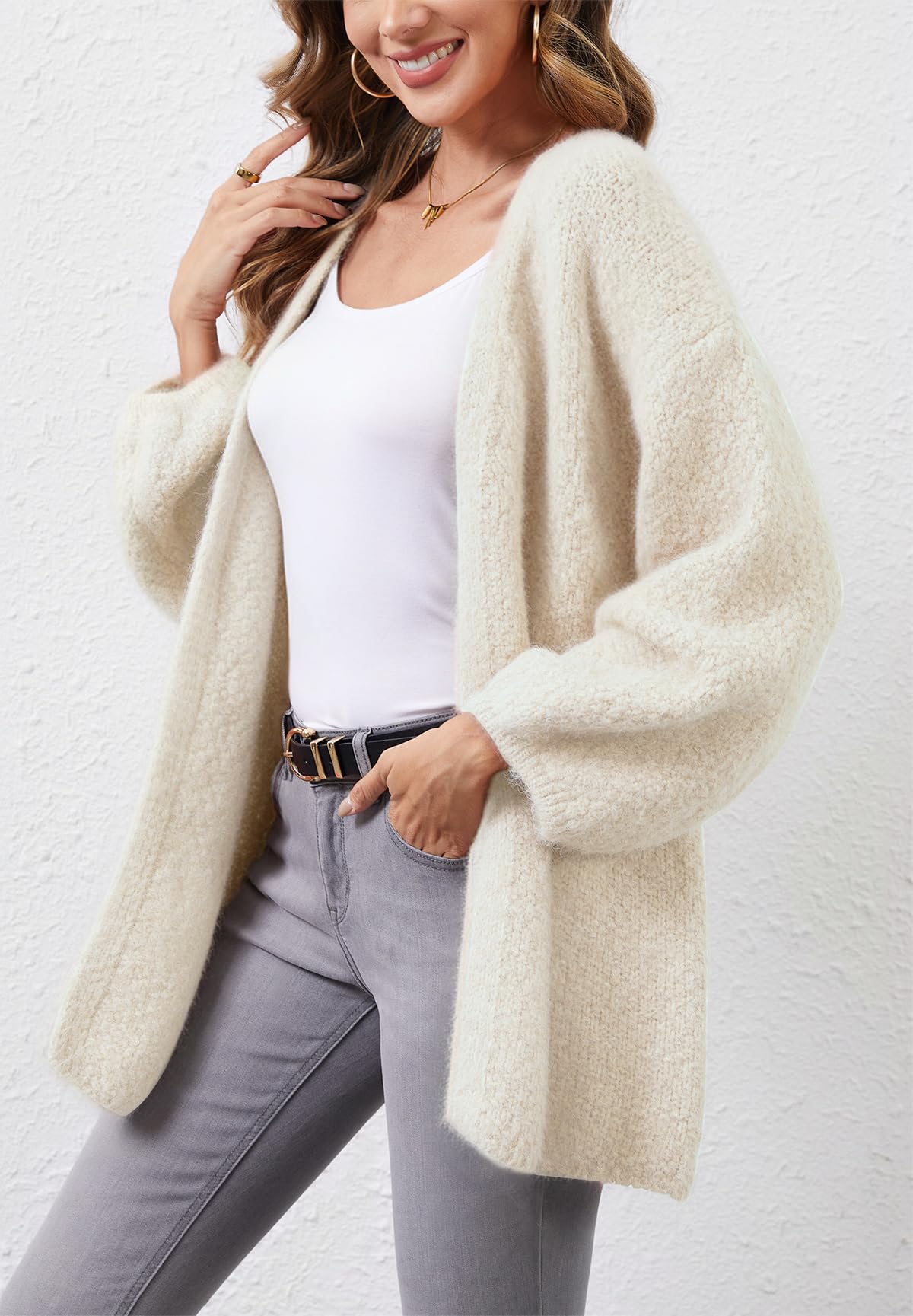 YUTILA Damen Strickjacke Oversize, Einheitsgröße S-XL