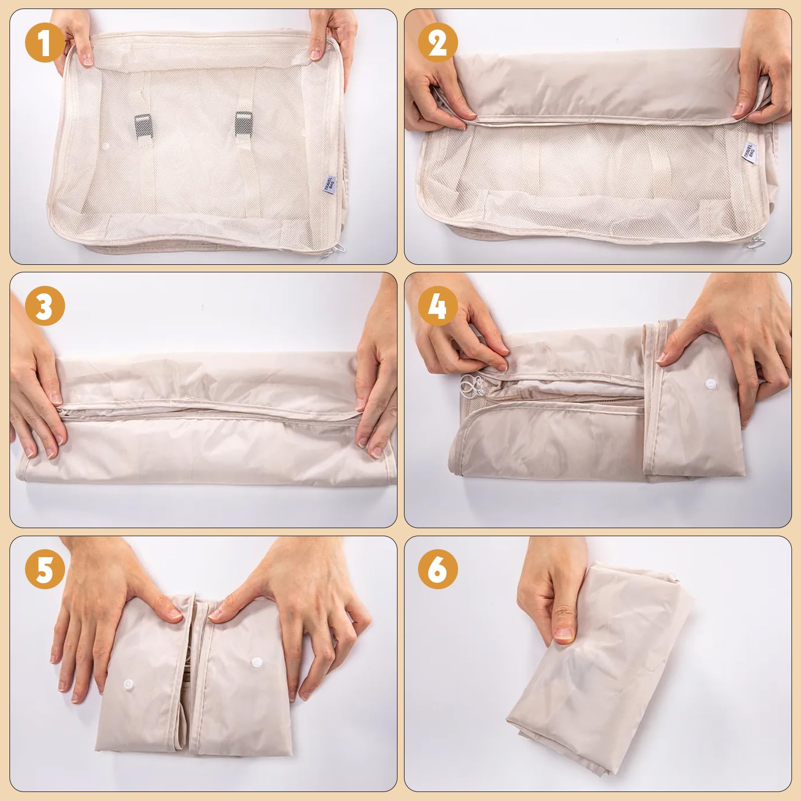 LANSKLBD 4/6/8/10 Set Packing Cubes for Suitcases Travel Luggage Packing Organizers,Travel Accessories Essentials Luggage Organizer with Shoe/Tioletry/Laundry Bag (Beige, 10 set) view 3