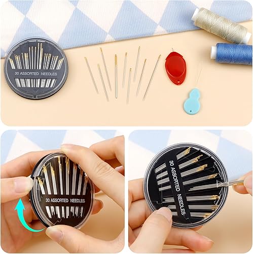 Miniatura 3 de FIVEIZERO Agujas de coser a mano de alta calidad, 30 agujas de bordado surtidas con enhebradores para coser a mano y manualidades