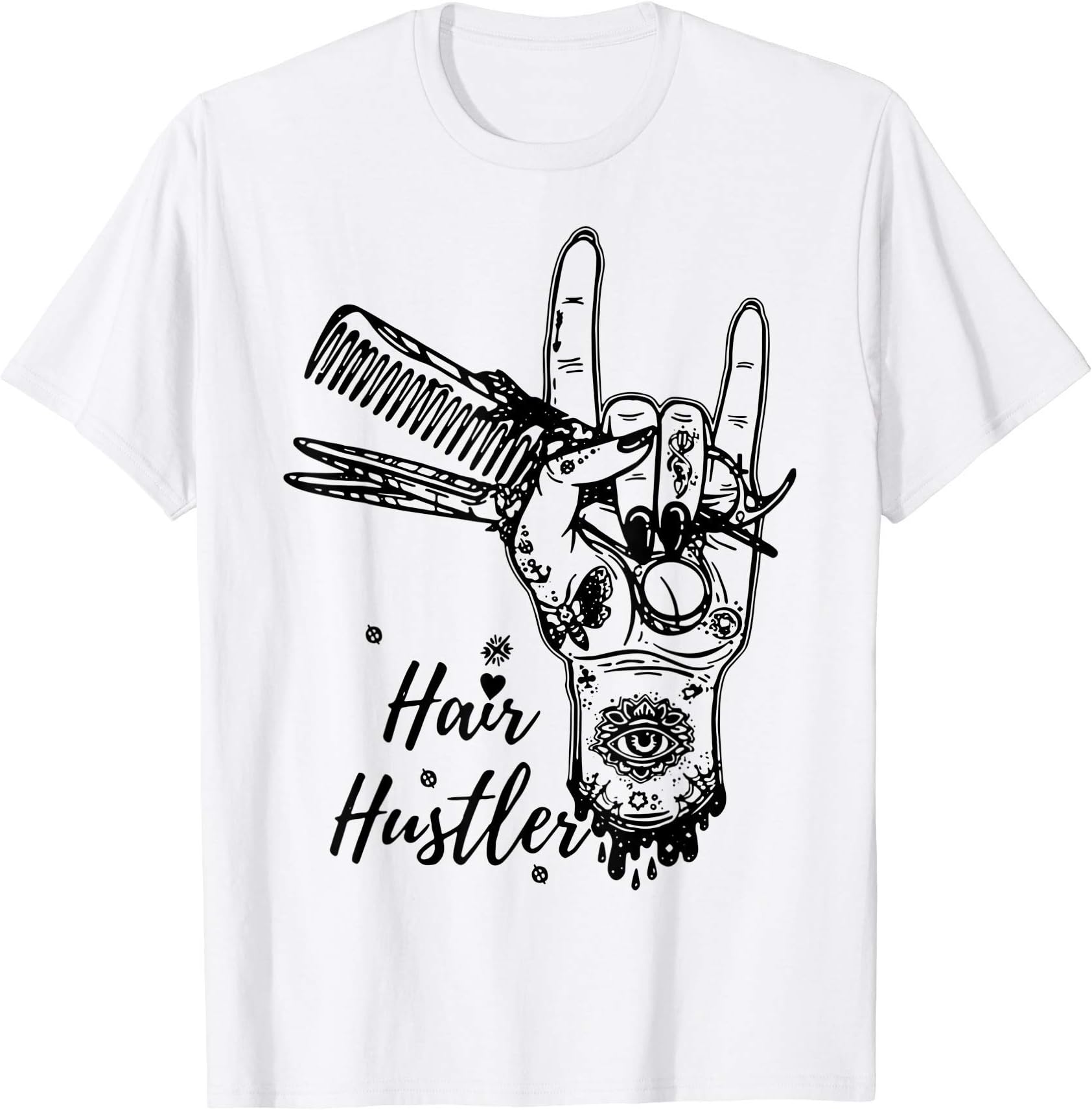 Funny Hairstylist Heart Hair Hustler Hair Love Barber T-Shirt