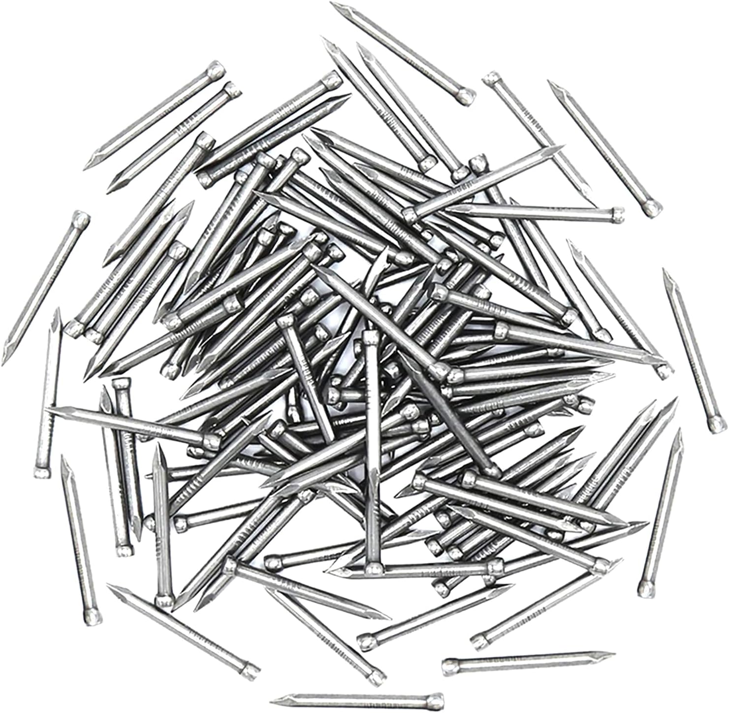 QJZXUEZHEN 100pcs 1-Inch Finishing Nails, 13 Gauge Carbon Steel Small Head Nails for Baseboards, Trim & Hardwood - Corrosion Resistant