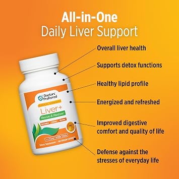 DOCTORS' PREFERRED Liver+ Revive & Restore 10-in-1 Formula with Clinically Validated 4Liver and Milk Thistle | 60 Capsules