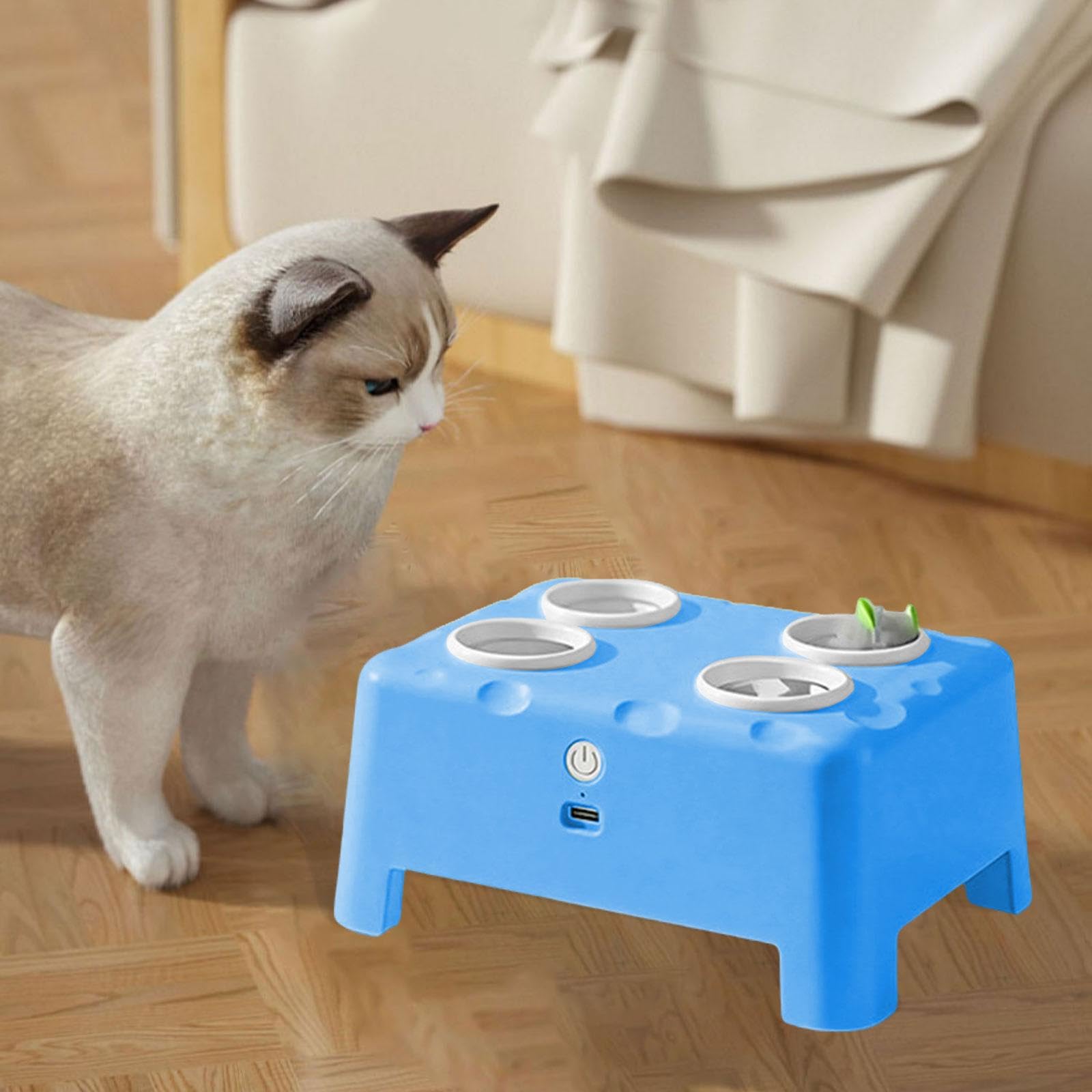 MagiDeal Jouet interactif électrique pour Chat, Compagnon Intelligent et Amusant, Fournitures pour Animaux de Compagnie, 3 Modes, par USB, Jouet, Bleu