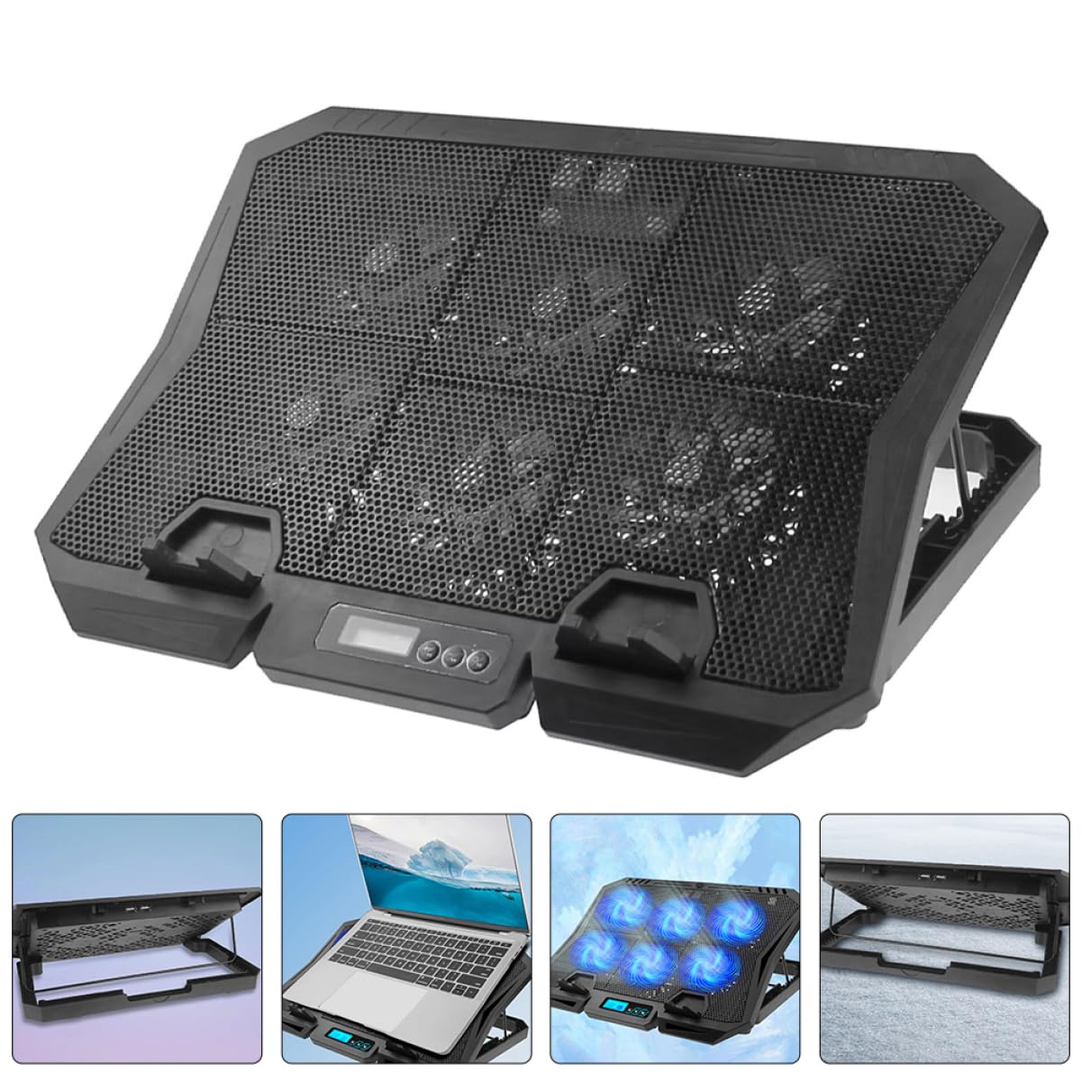 Supporto per PC Raffreddamento Laptop 15, 6 Pollici Abs Nero | Base di Raffreddamento Pc, Supporto Verticale Laptop, Atmosfera Estiva