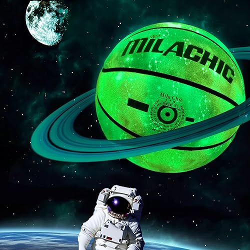 Miniatura 6 de Balón de baloncesto, Balón de baloncesto que brilla en la oscuridad, Balón de baloncesto luminoso de cuero para regalo para jóvenes, hombres, rosa