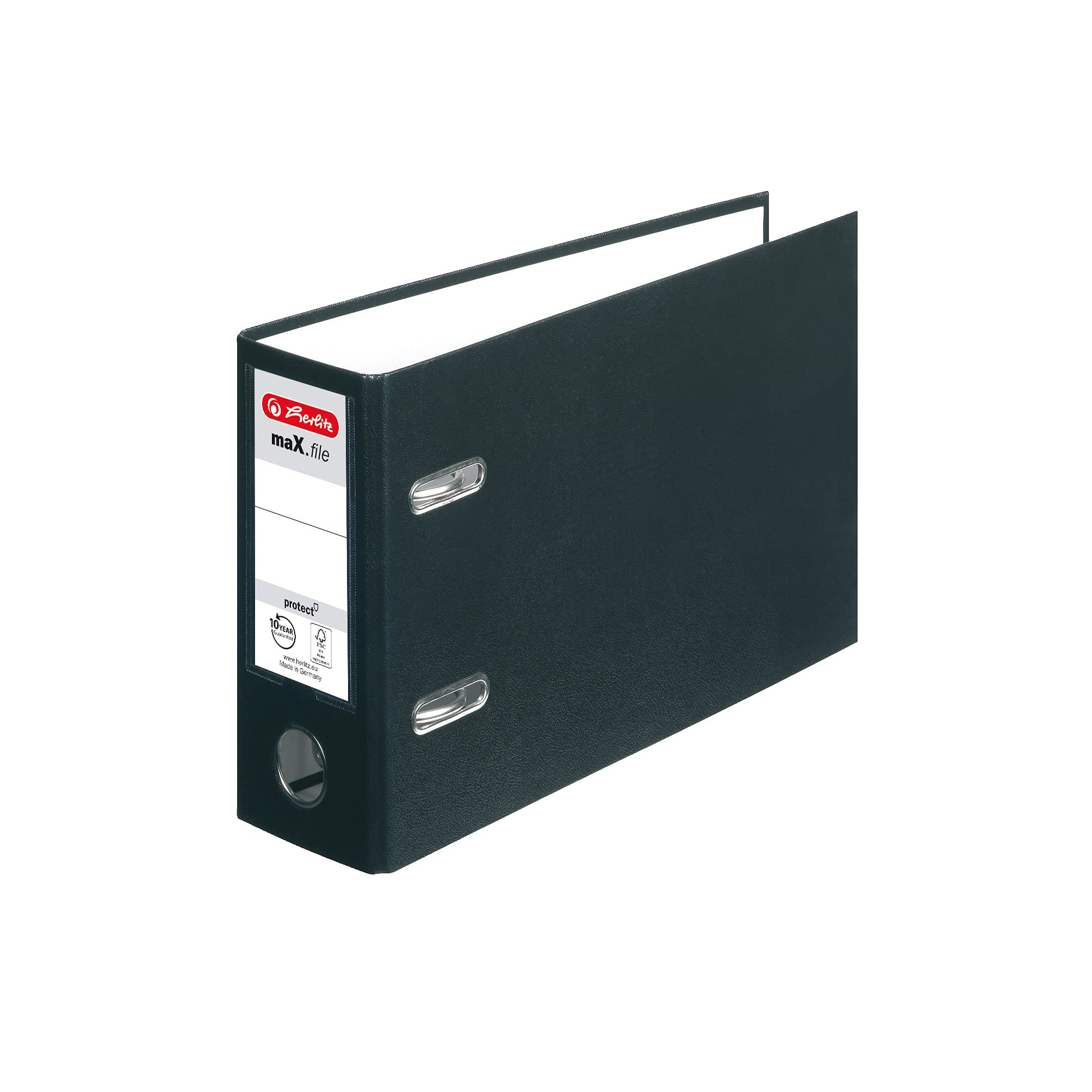 herlitz 10842334 Ordner maX.file protect, A5, quer, Rückenbreite: 8cm, PP-Folienbezug, schwarz, 10 Stück