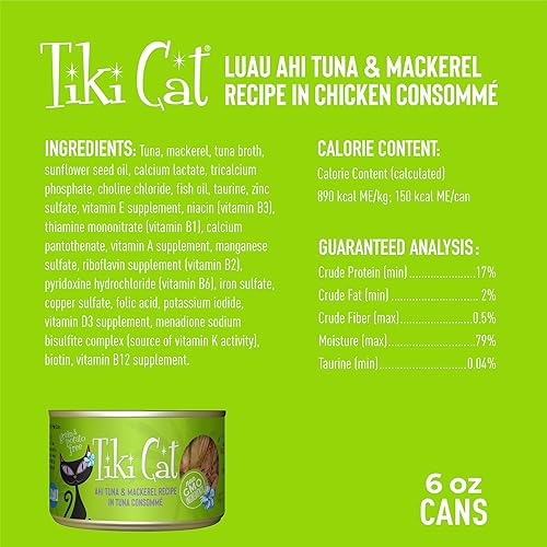 Miniatura 4 de Tiki Cat Luau - Comida húmeda sin granos, baja en carbohidratos, con aves de corral o peces en consomé para gatos adultos y gatitos.