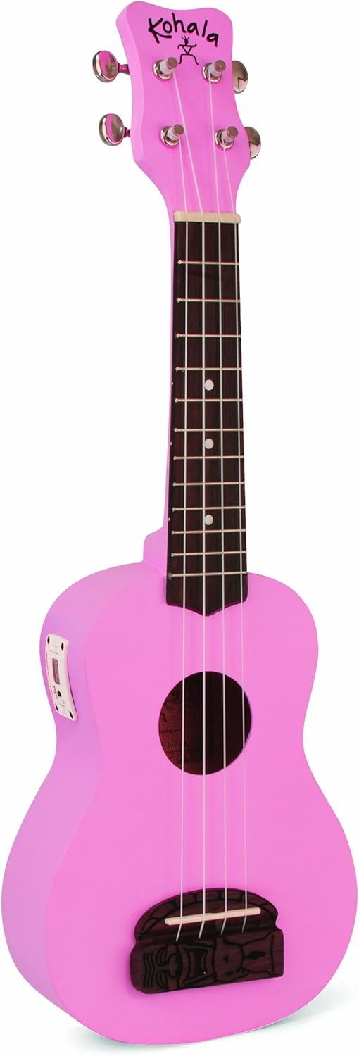 Kohala KT-STPI Tiki Soprano Ukulele with Tuner, Pink