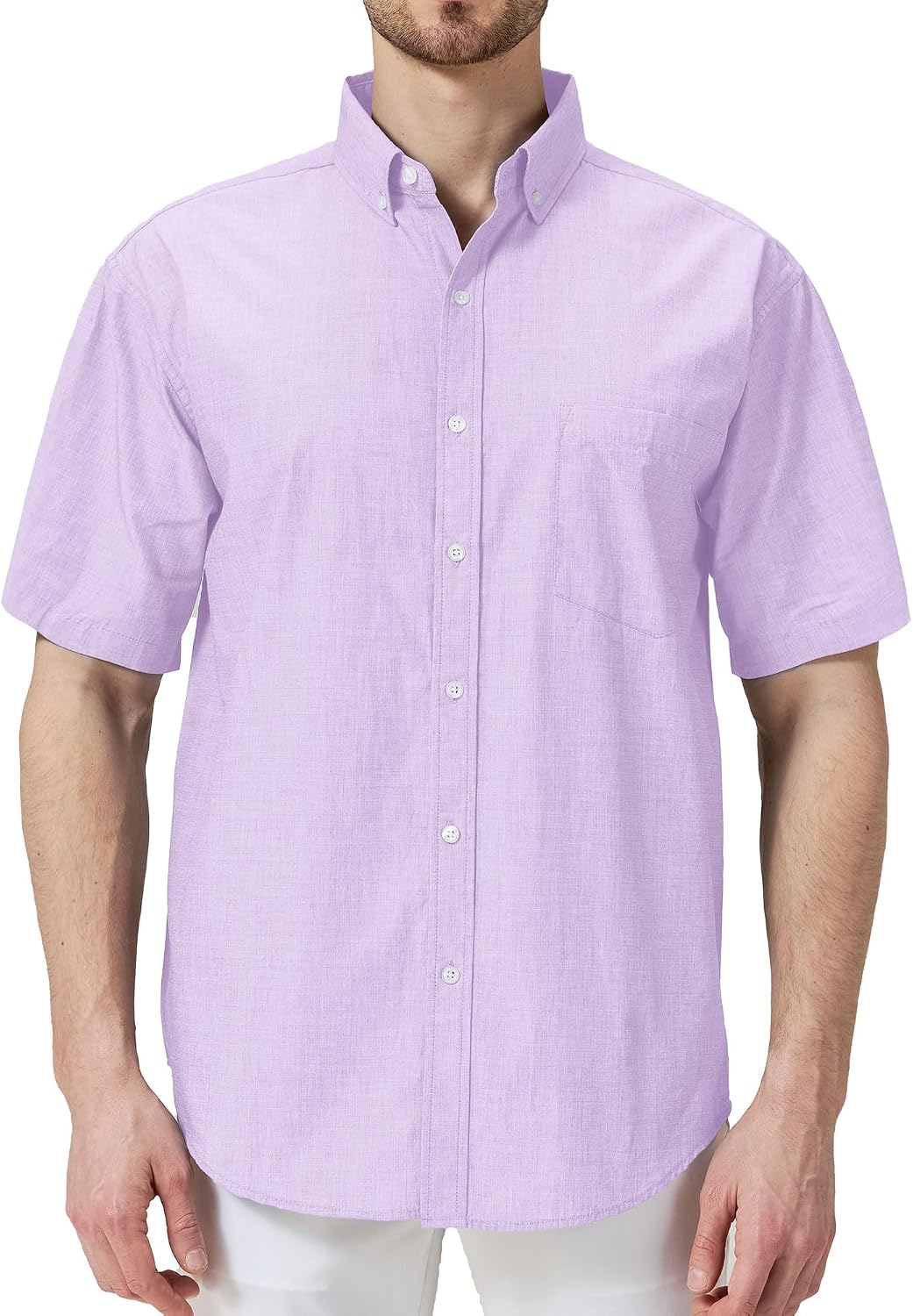 COEVALS CLUB Men's Short Sleeve Button Down Shirt, 100% Cotton Lightweight Breathable Casual Work Shirt with Chest Pocket