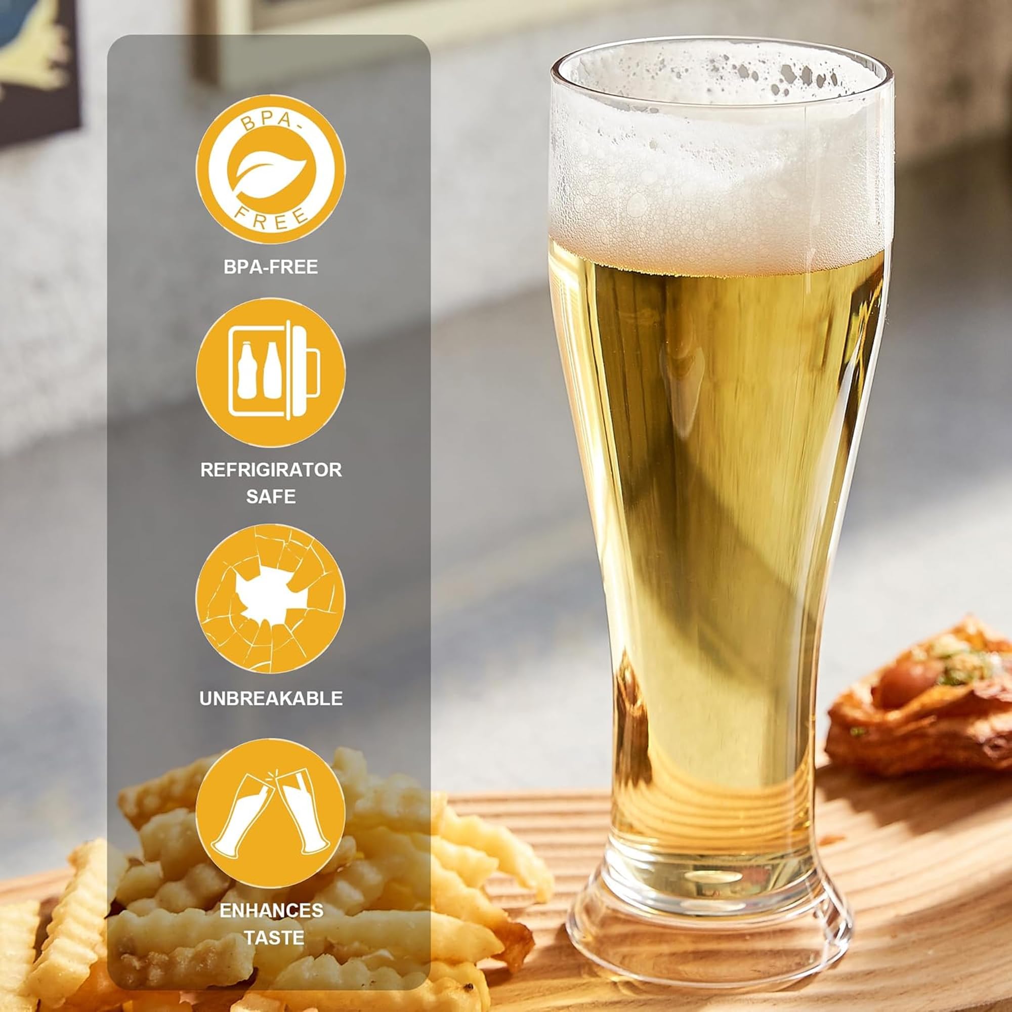 HAHASHOW 480ml Bicchiere da Birra, 100% Tritan-Plastica Bicchieri da Vino Perfetto per Casa Campeggio, Raduno, Guardare Partite di Calcio, Lavabile in Lavastoviglie, Set di 6