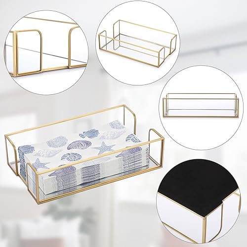 Miniatura 4 de Sumnacon Servilletero, mesa de servilleta de cristal, elegante soporte para toallas de invitados para toalla de mano, cesta rectangular para