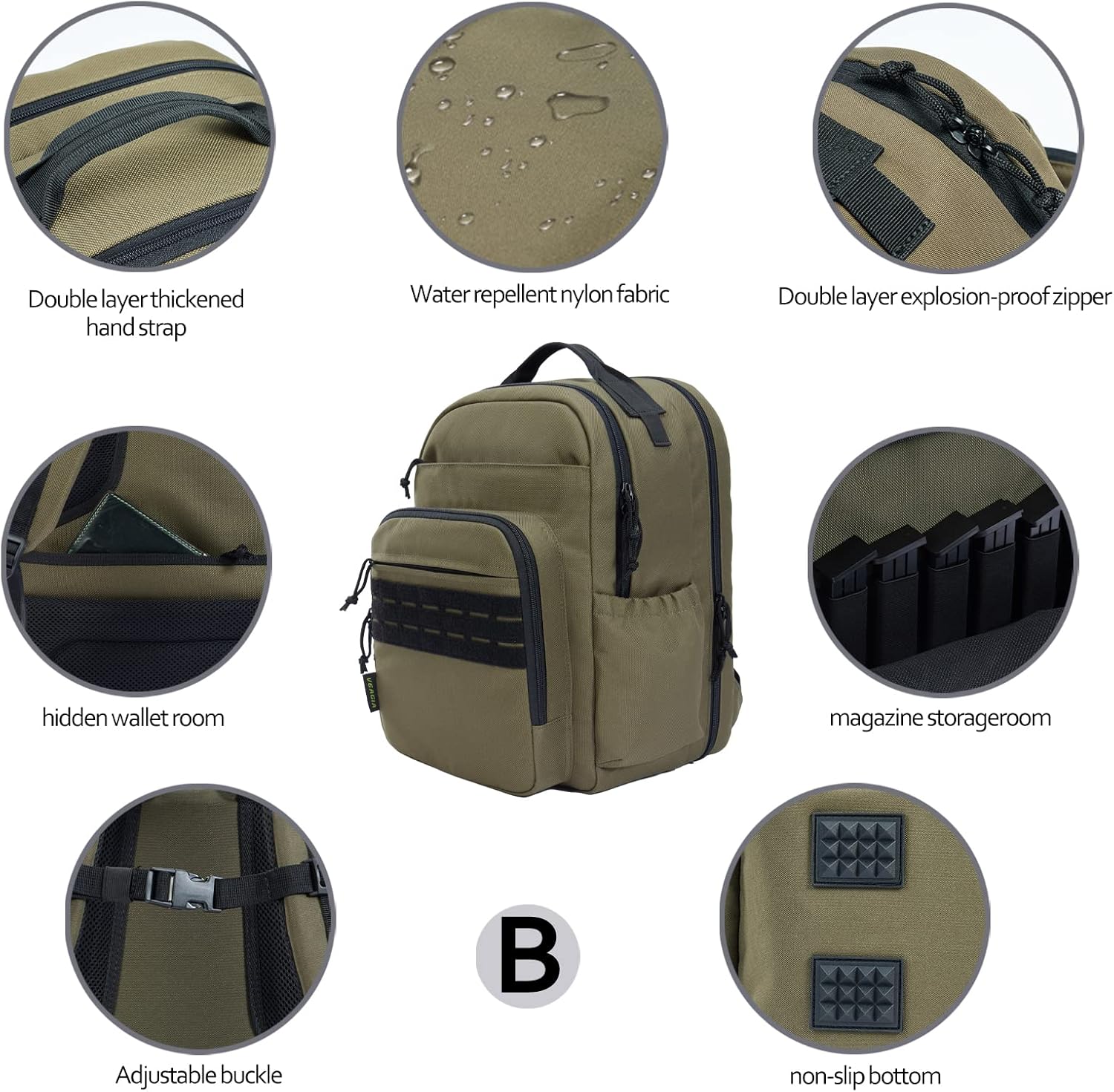 VEAGIA Range Backpack Pistol Range Bag For Handguns And Ammo Gun Cases Pistol Bags With Goggle Bag/Lockable Explosion-Proof Zippers (ArmyGreen 2.0)