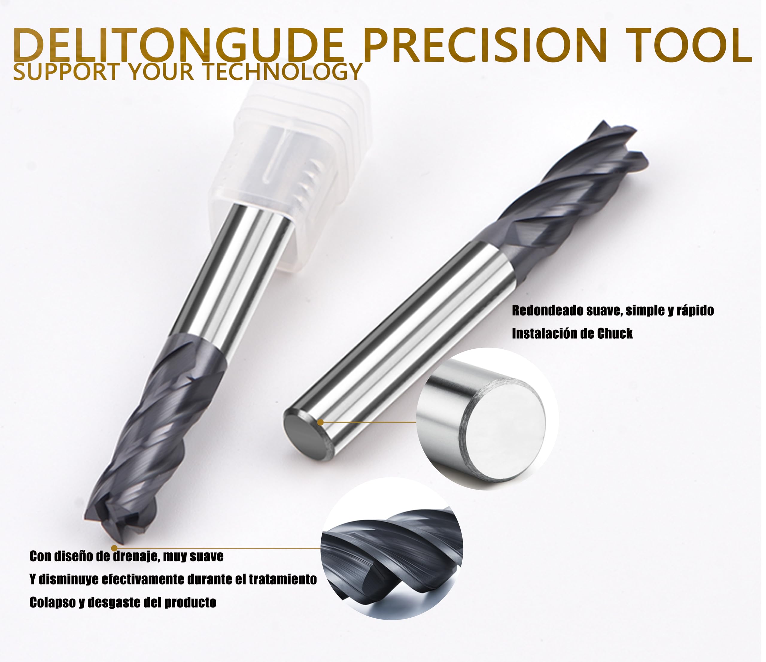 4,0 mm 5,0 mm 6,0 mm 8,0 mm carburo de tungsteno juego de fresa de extremo cuadrado CNC 4 Fultes adecuado para aceros endurecidos de aleación de metal (4/5/6/8set)