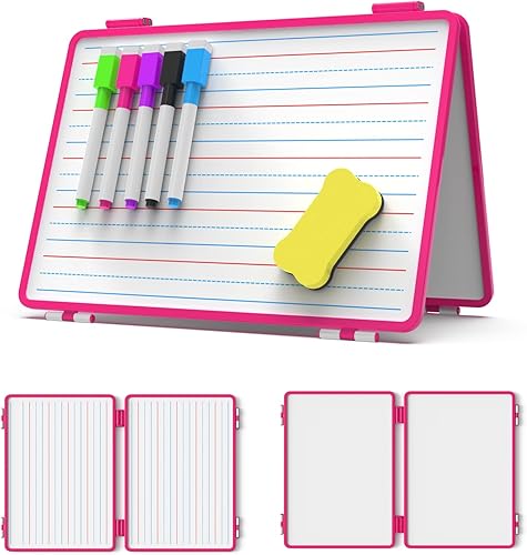 Pizarra de borrado en seco, pequeña pizarra blanca para niños, 4 lados de escritura, pizarra blanca pequeña de borrado en seco, pizarra blanca