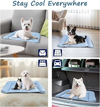 Cooling Mat for Dogs - 2025 Upgraded 20 x 12 Washable Pet Cooling Pad for Cats, Non-Slip Kennel Bed for Summer, Ultra-Comfortable & Machine Washable Portable Ice Mat for Dogs/Cats