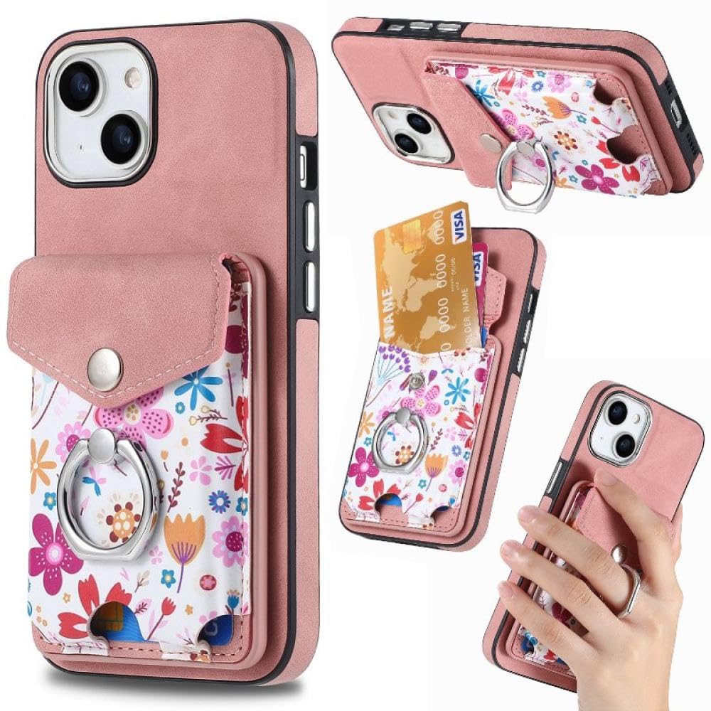 Funda rosa con anillo para iPhone 14 Pro Max ENILSA y tarjetero extraíble 8