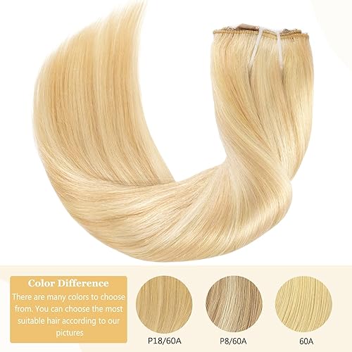 Miniatura 5 de Anrosa Extensiones de cabello con alambre invisible con alambre transparente, 18 rubio ceniza con reflejos 60 rubio blanco de 16 pulgadas,