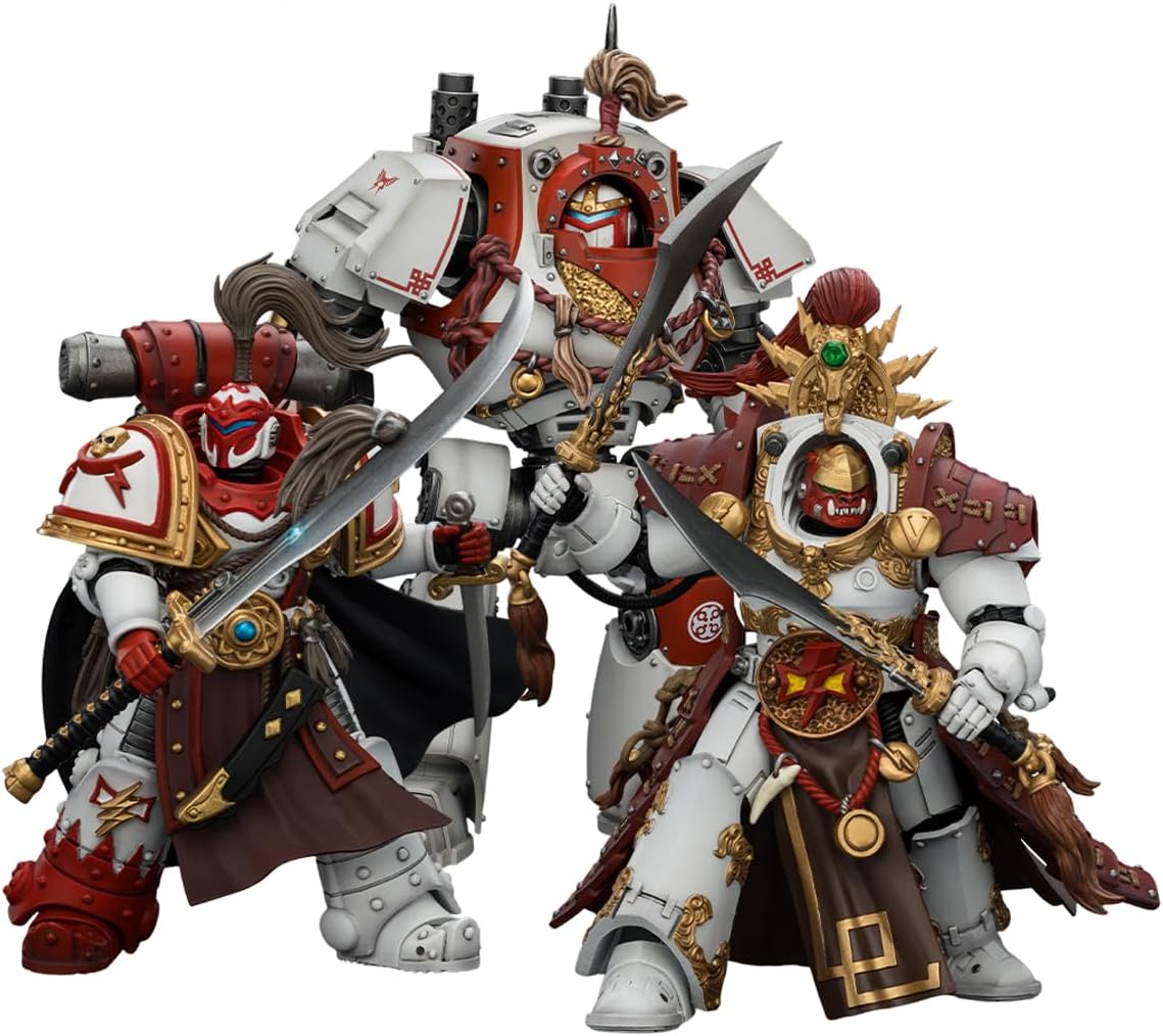 JOYTOY Warhammer 40,000 1/18 Action Figure White Scars Qin Xa-Hibou Khan-Contemptor Dreadnought-3PCS Collection Model Birthday Gifts Pre-Order