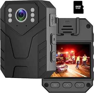 SRIKEKL 1080P FHD Police Body Camera Record Video Audio, 2.0” LCD Infrared Night Vision,Lightweight Body Worn Cam for Law Enforcement Record,64G memory card included.