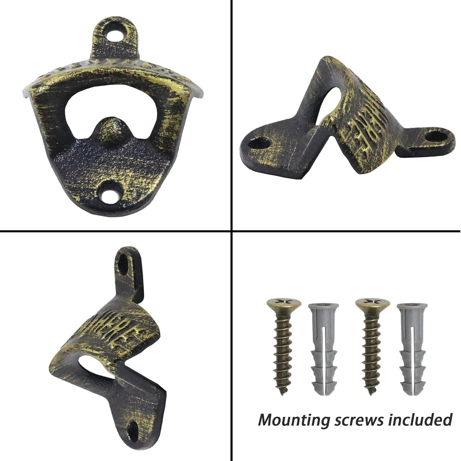 30 PCS Cast Iron Bottle Opener Wall Mounted Bulk Screw in Wall Soda Beer Cap Opener Antique Bronze for Wooden DIY Cooler
