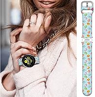 Vista 4 de 20mm Easter Floral Silicone Bands Replacement Sport Strap Compatible for Samsung Galaxy Watch 3 41mm/ Samsung Active 2 40mm 44mm/ Active/Galaxy