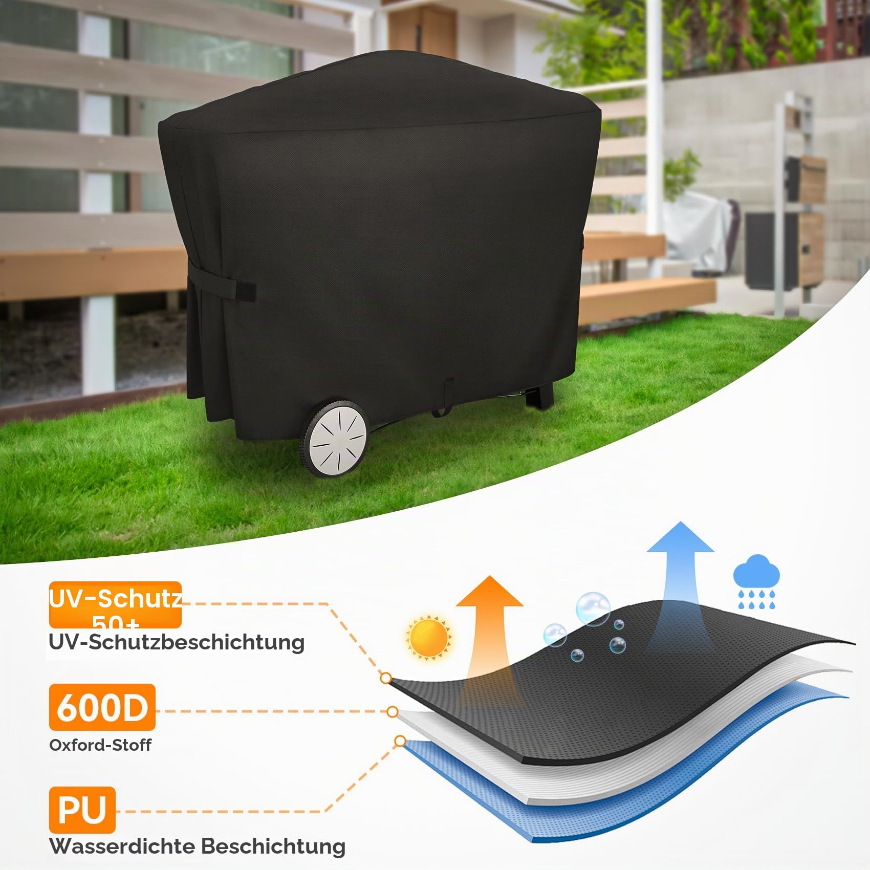 Onlyfire Grillabdeckung für Weber Q 2000/3000 Gasgrill, Wetterfest Grill Abdeckhaube, 600D, BBQ Abdeckung, Abdeckplane Grill Wasserdicht