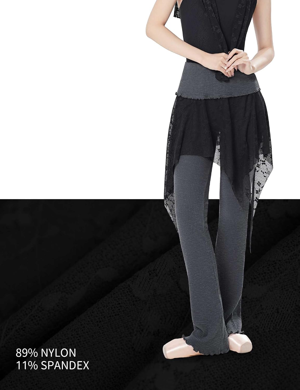 Semi-Sheer Lace Ballet Dance Skirts for Teens, Youth, Women, Ladies