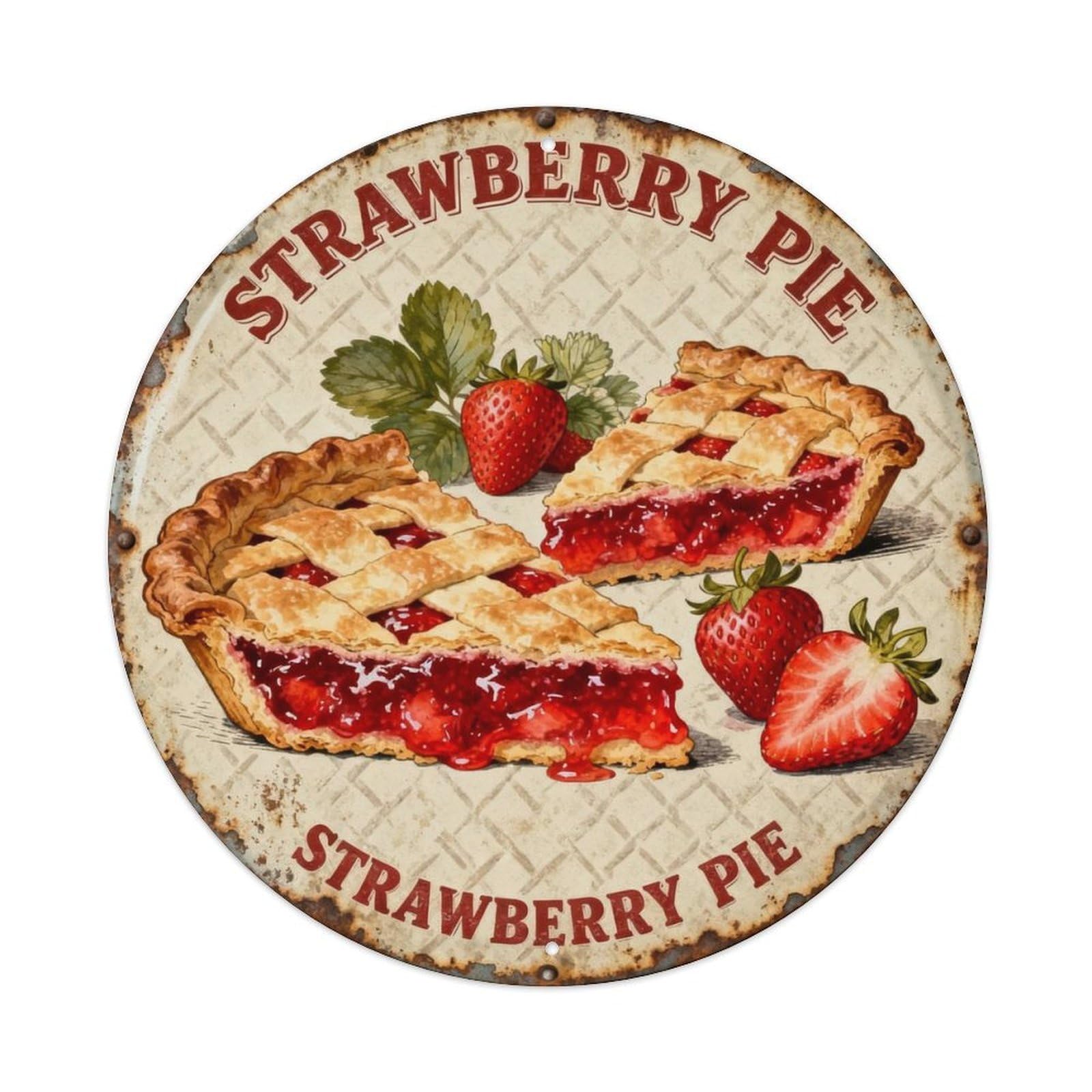 STRAWBERRY PIE Metal Tin Sign Plaque