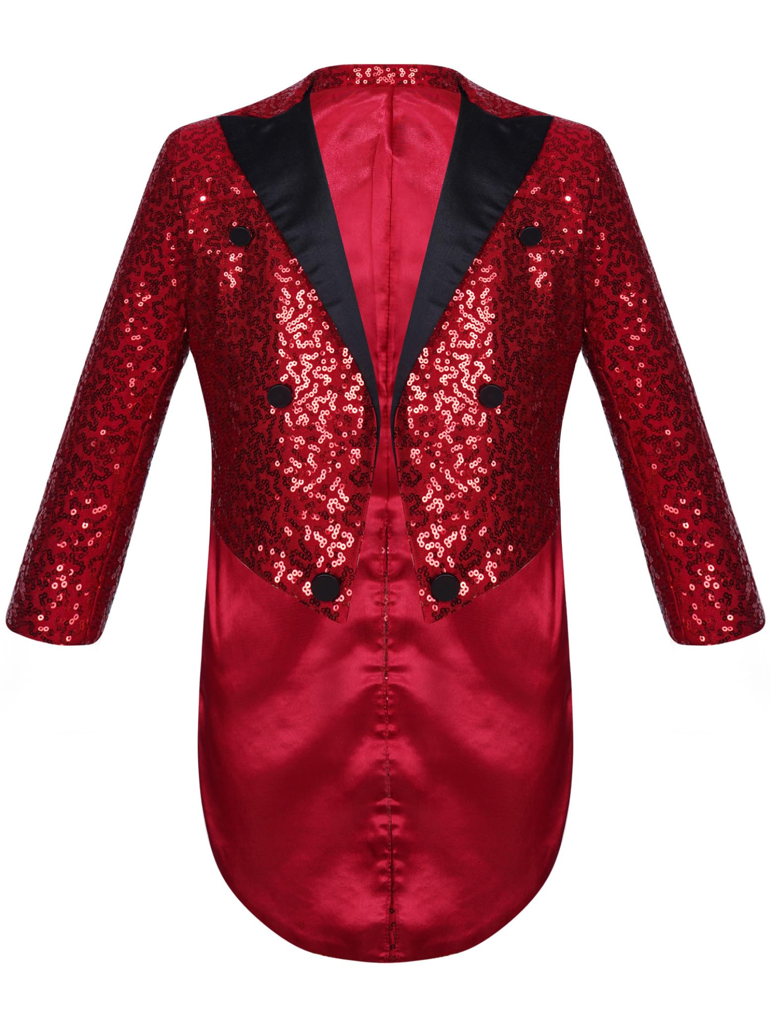 Hedmy Chaqueta Brillante de Fiesta para Niños Blazer Lentejuelas de Esmoquin con Solapa y Botones Cruzados Chaqueta de Mago 5-14 Años borgoña 11-12 años
