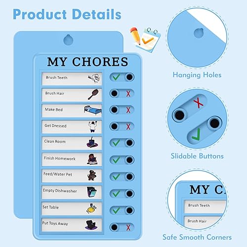 Miniatura 3 de Tabla de tareas para niños, tabla de tareas para niños, lista de tareas para niños pequeños con 1 tablero de tareas y 5 tarjetas de papel en blanco