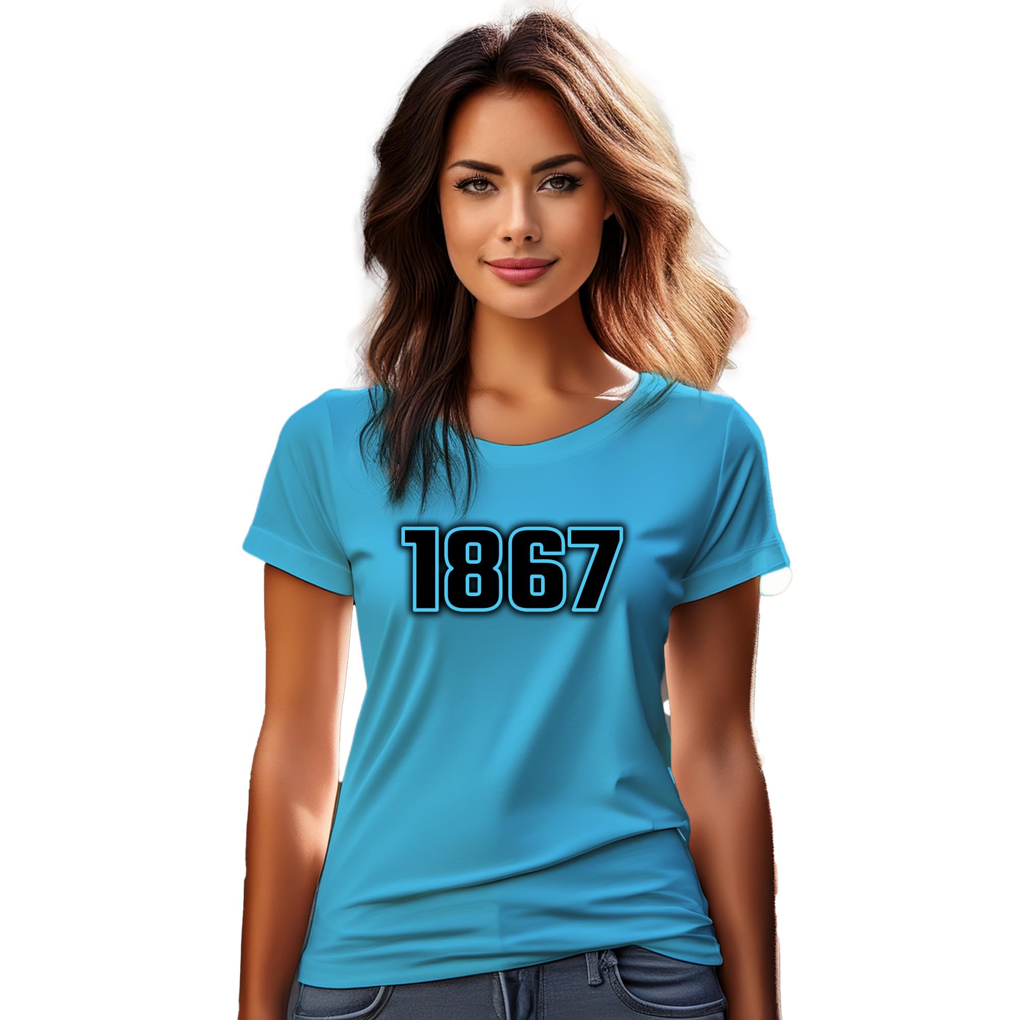 T-shirt pour femme bleu ciel haute qualité coupe originale 1867 - 8