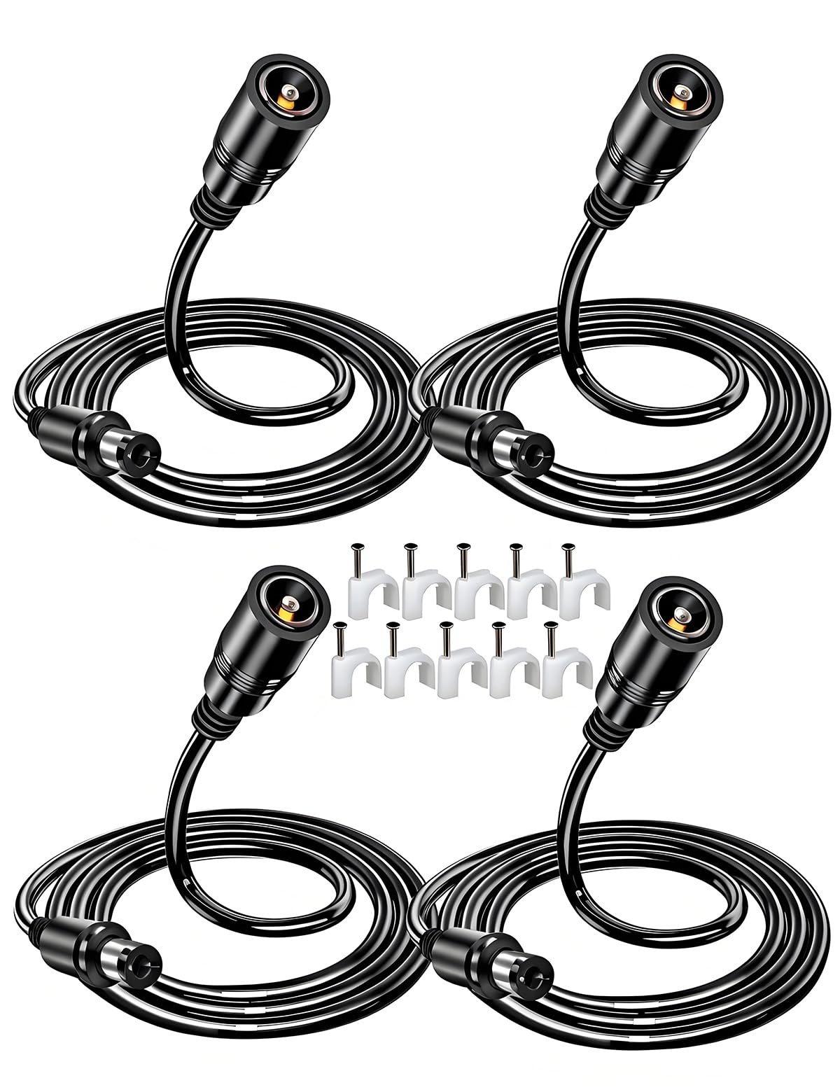 【4-Pack 3.28FT 18AWG】 VOLTKARE 12V DC Power Extension Cable, 5.5x2.1mm Male to Female Plugs, 9V Power Adapter Cable for Tapo WiFi IP Camera: C200 C310 C100 C210 C225 C320WS C520WS TC60 TC70