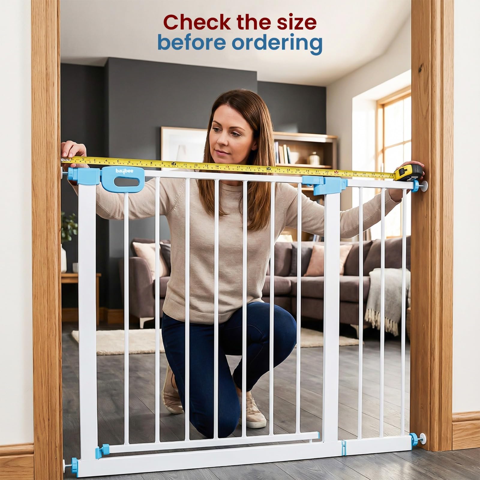 Baybee Safety Gate Extension 20cm | Baby Gate Extender for Kids & Pets | Tool-Free Pressure Fit | Dual Side Compatible Extension for Doorways, Stairs & Hallways (White) 1