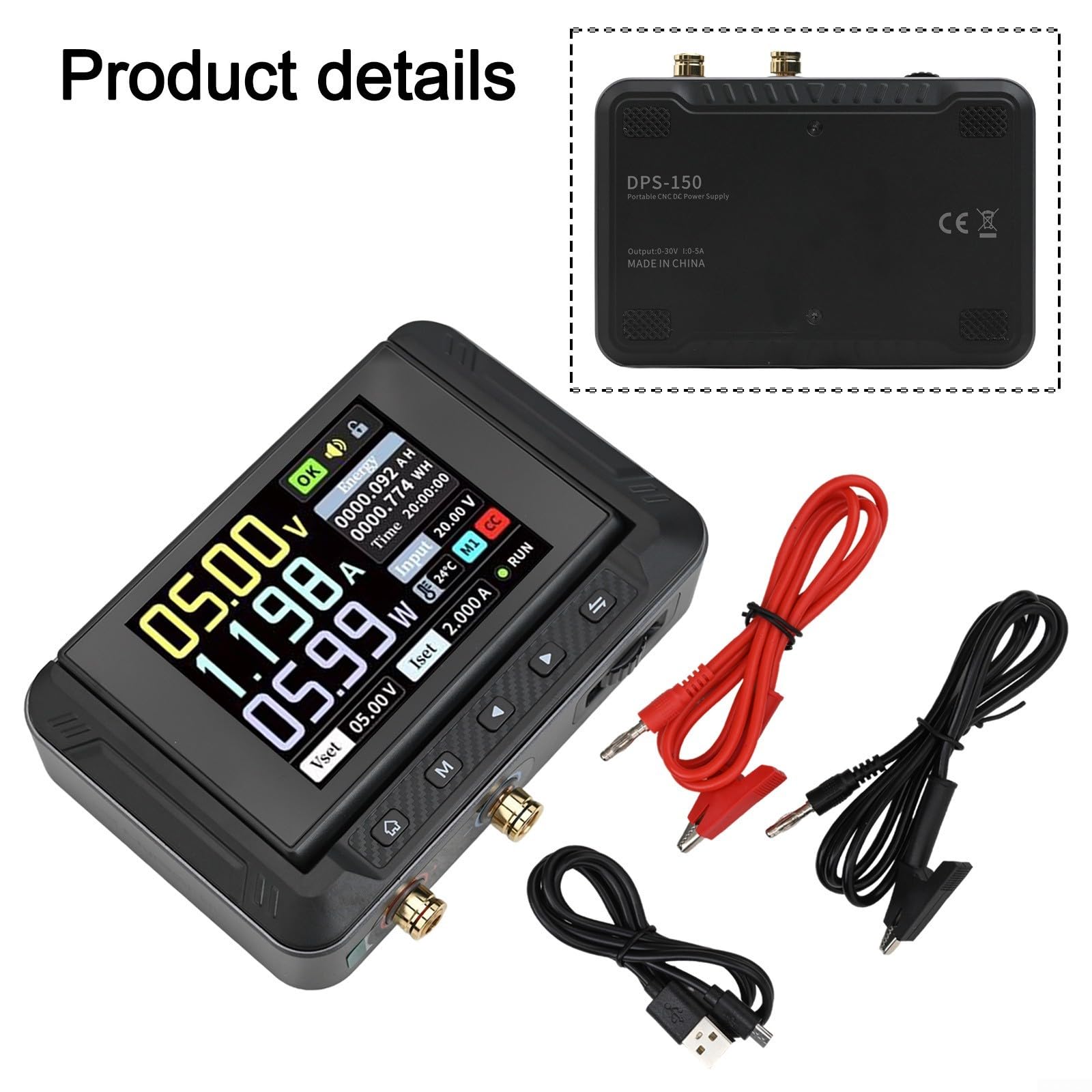 Programmierbares Labornetzteil 30V 5A mit Encoder & IPS Display - DC Regelbar Netzgerät USB-C Schnellladung für Elektronikreparatur DIY Projekte 150W