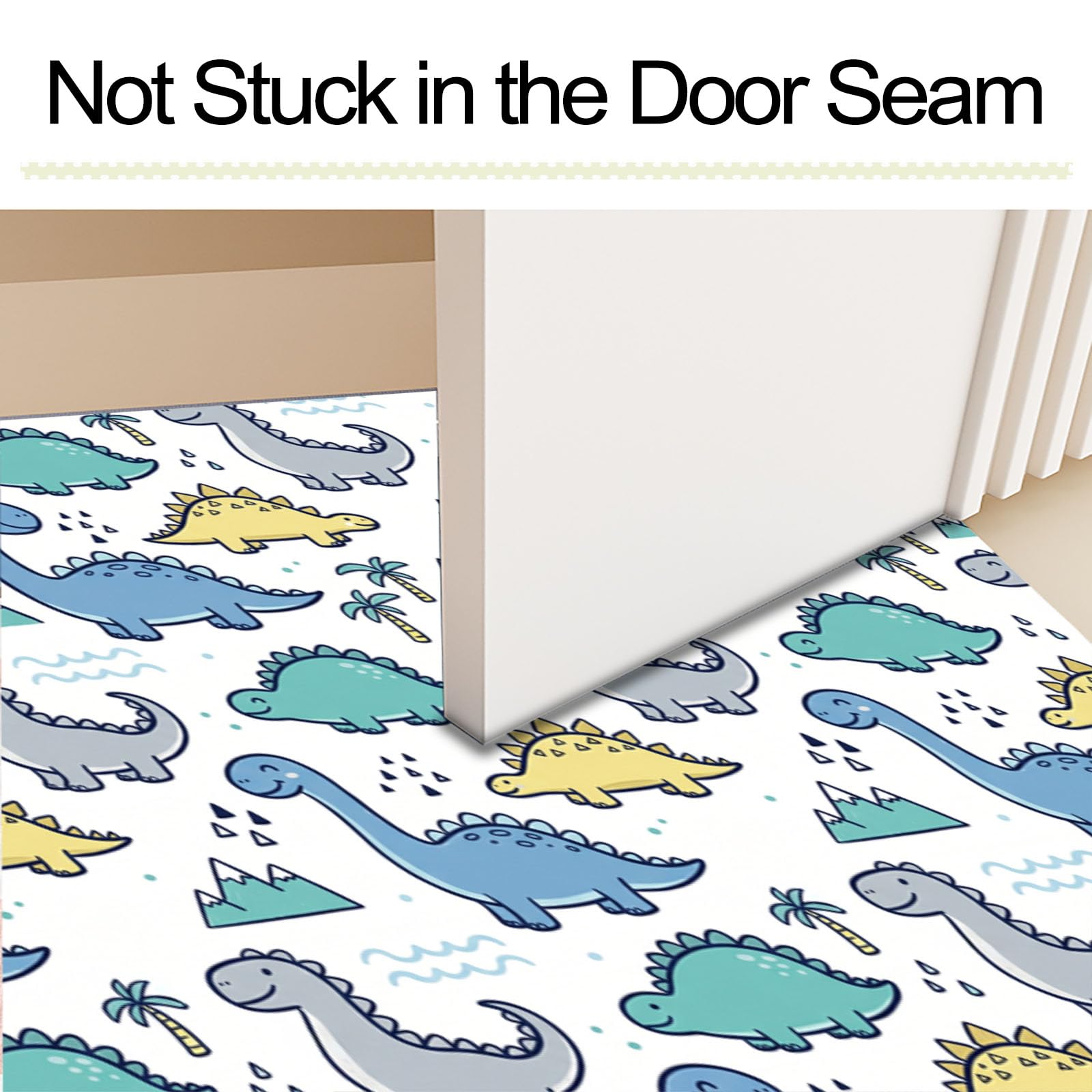 Felpudo de Entrada 80x120cm, Alfombra Animado Juguetón Atrapapolvo Alfombra Dinosaurio Dibujos Animados Antideslizante Lavable, Alfombrilla con Microfibras Suaves para Puerta, Pasillo, Azul Claro