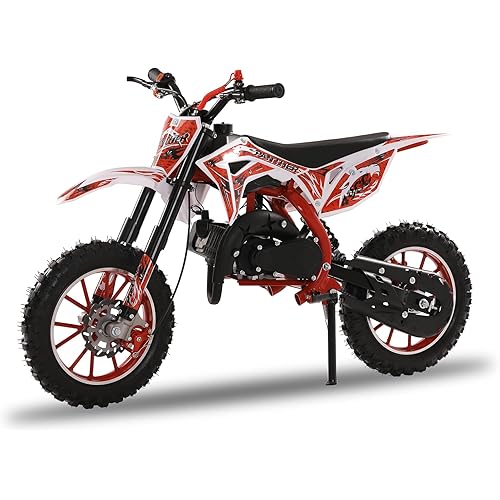50cc Kids Dirt Bike, Gas Power 2 Stroke Dirt Bike Off Road Mini Motorcycle, Mini Dirt Bike for Kids & Adults, Pull Start Pit Bike, Speeds Up to 40 Mph for Uphill & Off-Road
