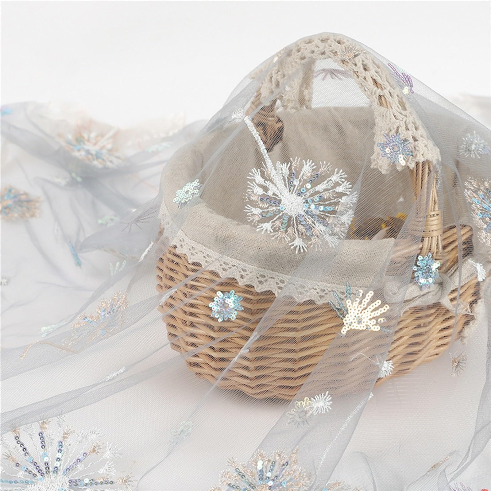 Tela de boda bordada con lentejuelas poliéster y nailon