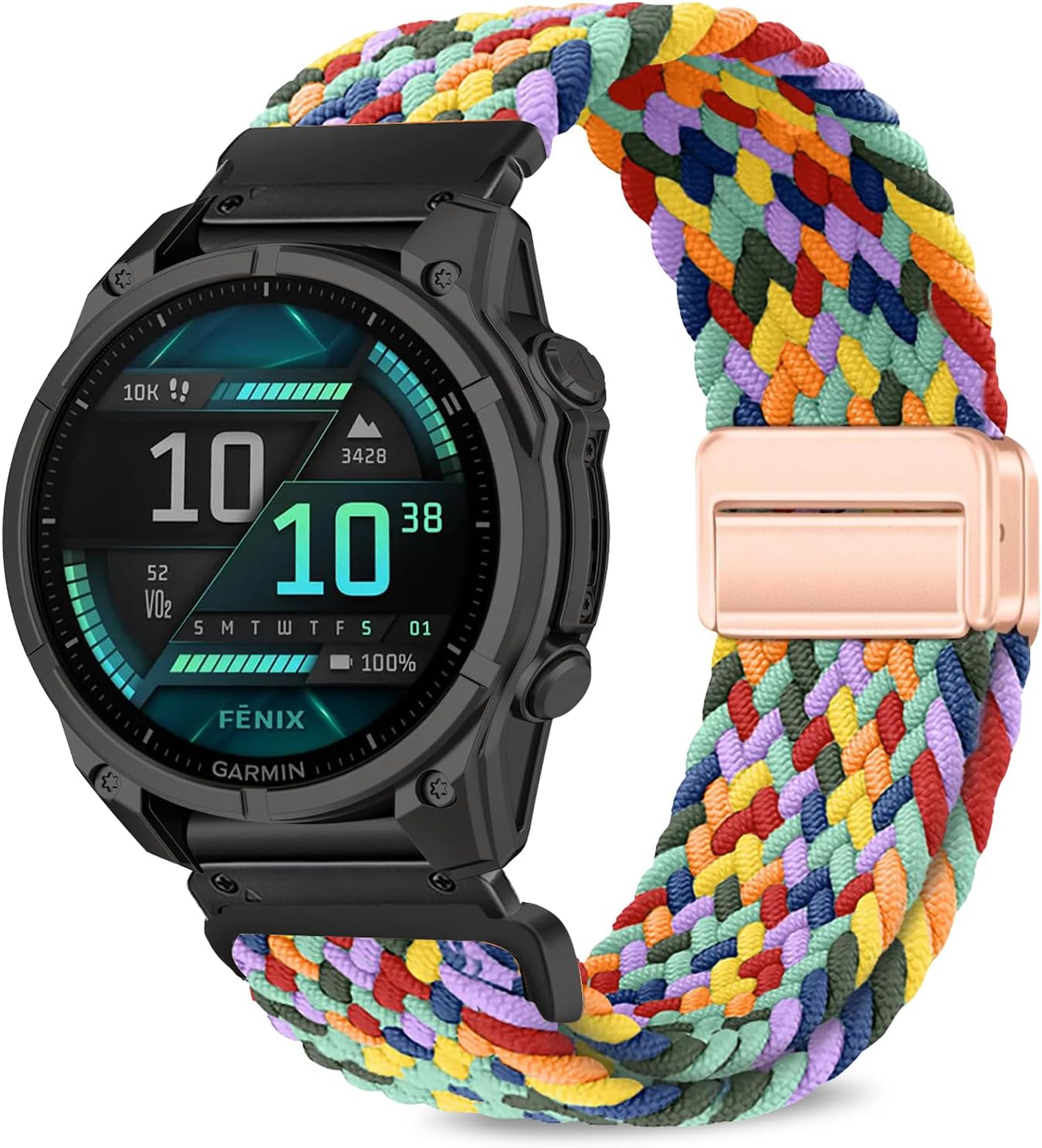 Quickfit 20mm Magnetic Braided Watch Bands Compatible with Garmin Fenix 8 AMOLED-43mm/Fenix 7S Pro/Fenix 7S/Fenix 6S Pro,Replacement Nylon Sport Strap for Descent Mk3S/Mk3i