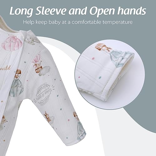 Miniatura 4 de Miracle Baby Saco de dormir para bebé con pies de invierno, manta portátil con piernas, saco de dormir para recién nacido 2.5 TOG, 0-6 meses, nubes