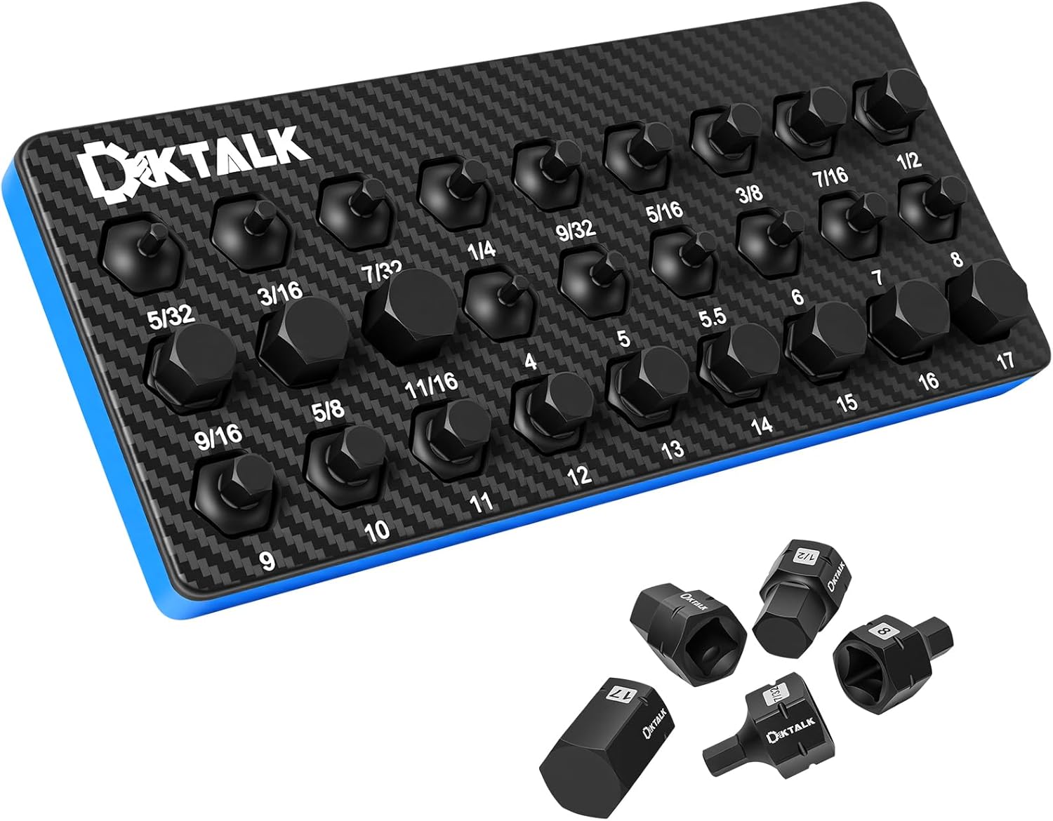 3/8" Drive Stubby Hex Bit Socket Set,27PCS Impact Torx Socket Set with SAE & Metric Sizes (5/23"-11/16" & 4mm-17mm),Anti-Roll Design for Impact Use