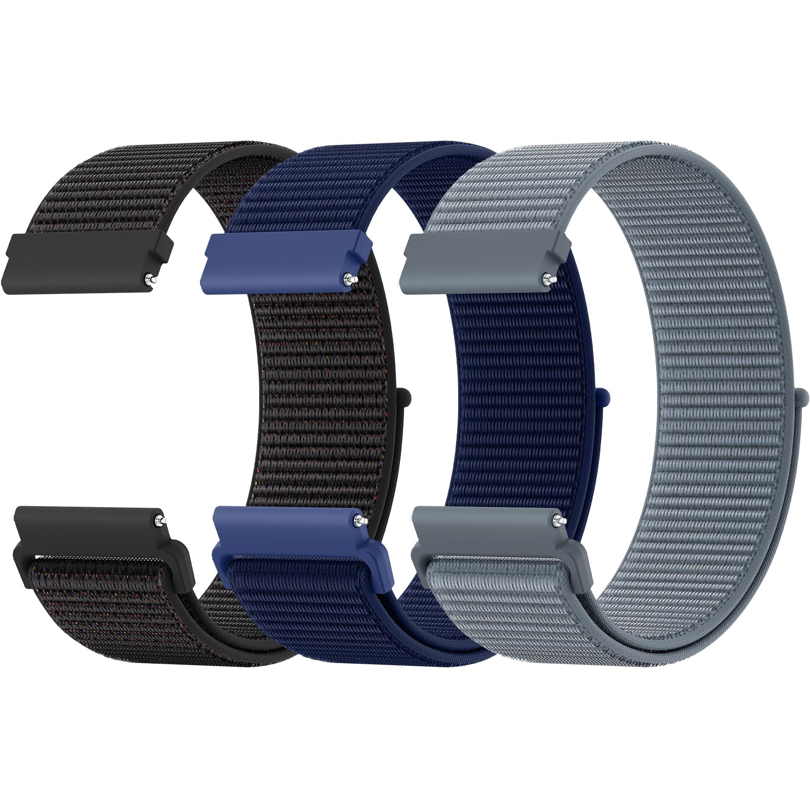 Higgs Strap 20 mm Nylon Compatible with Amazfit Bip 3/Bip 3pro/GTS/GTS 2 | 3 Pack 20 mm Breathable and Elastic Straps with Velcro Adjustment, Soft, for Garmin Forerunner 165/245/645/55/158