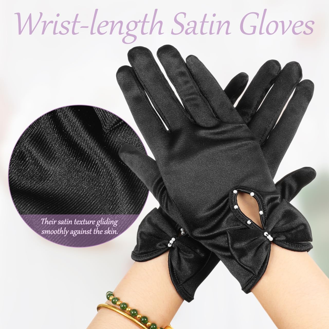 Black Satin Wedding Gloves Women S Wrist Length Bridal Gloves Elegant Short Satin Gloves for Proms Evening Party Dress Accessory