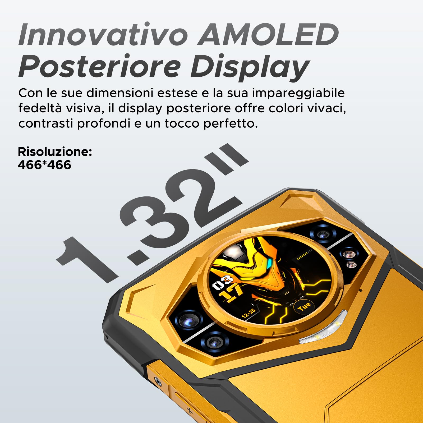 S200 X 5G - Smartphone robusto Android 14,32 GB (12+20) RAM+512 GB ROM, 6,72" FHD + 120Hz, tripla fotocamera con 100 MP AI, batteria 10100 mAh/33 W, Wi-FI 6/NFC/GPS (giallo)