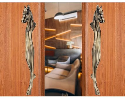 ARRI Horse 15 Inch Door Handle | Pull Handle | Handle for Doors Accessories Fitting Kit | Fancy Door Handle Brass Antique Finish Pack of 2 Pieces