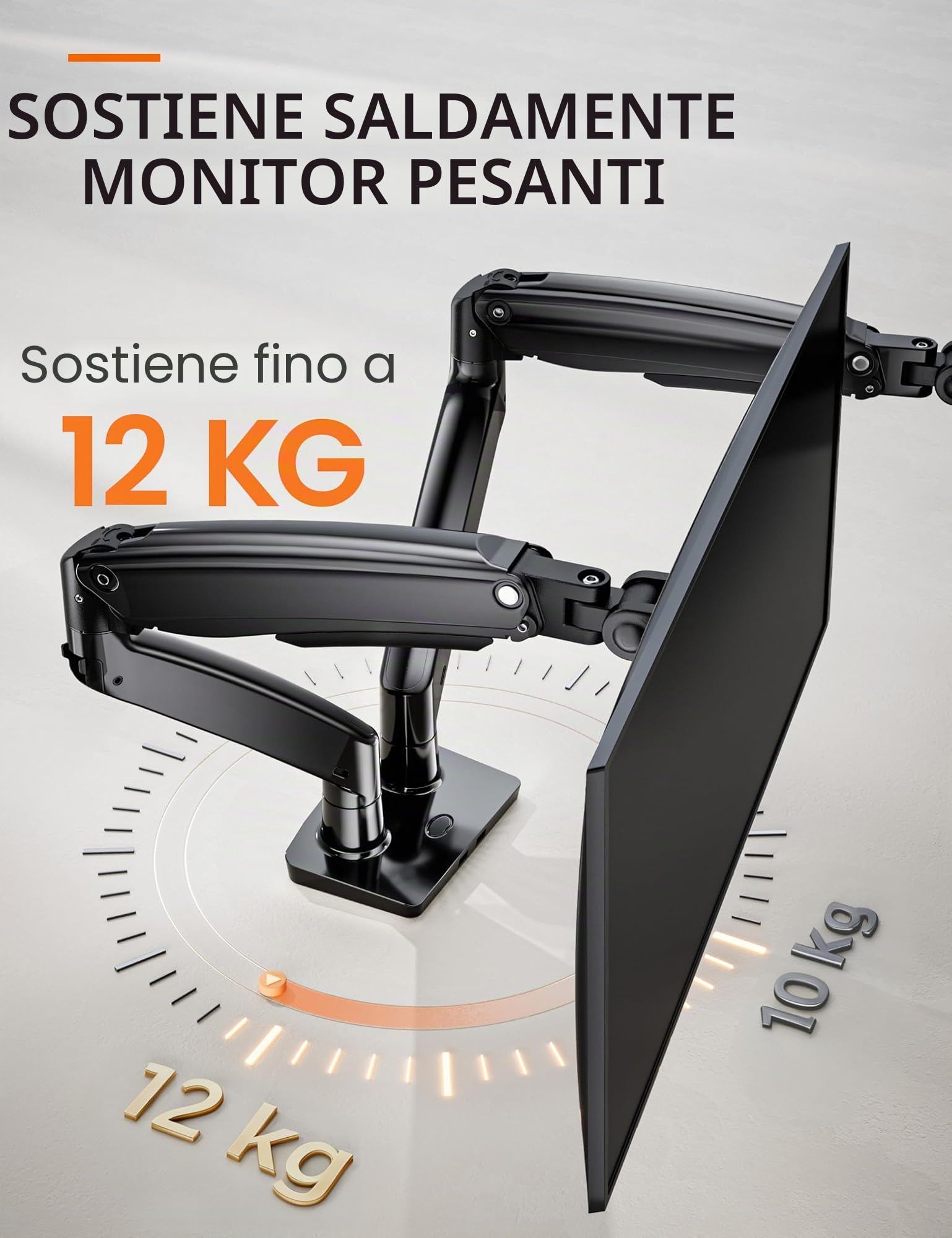 ErGear Supporto Doppio Monitor Scrivania fino a 40 pollici, Capacità Max 12kg, UltraWide Braccio Monitor Resistente con Porte USB, Supporto Monitor Regolabile in Altezza, VESA 75x75mm o 100x100mm