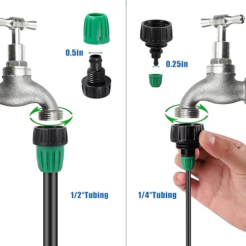 Miniatura 2 de Kit de riego por goteo de 124 pies, sistema de riego automático de jardín con manguera de riego de 14 de pulgada y 12 pulgada para patio, césped,