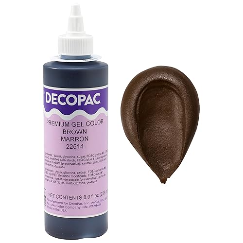 DecoPac Colorante alimentario de gel prémium  Colorante alimentario marrón para hornear  8 onzas  Crema de mantequilla de color, fondant, gel de