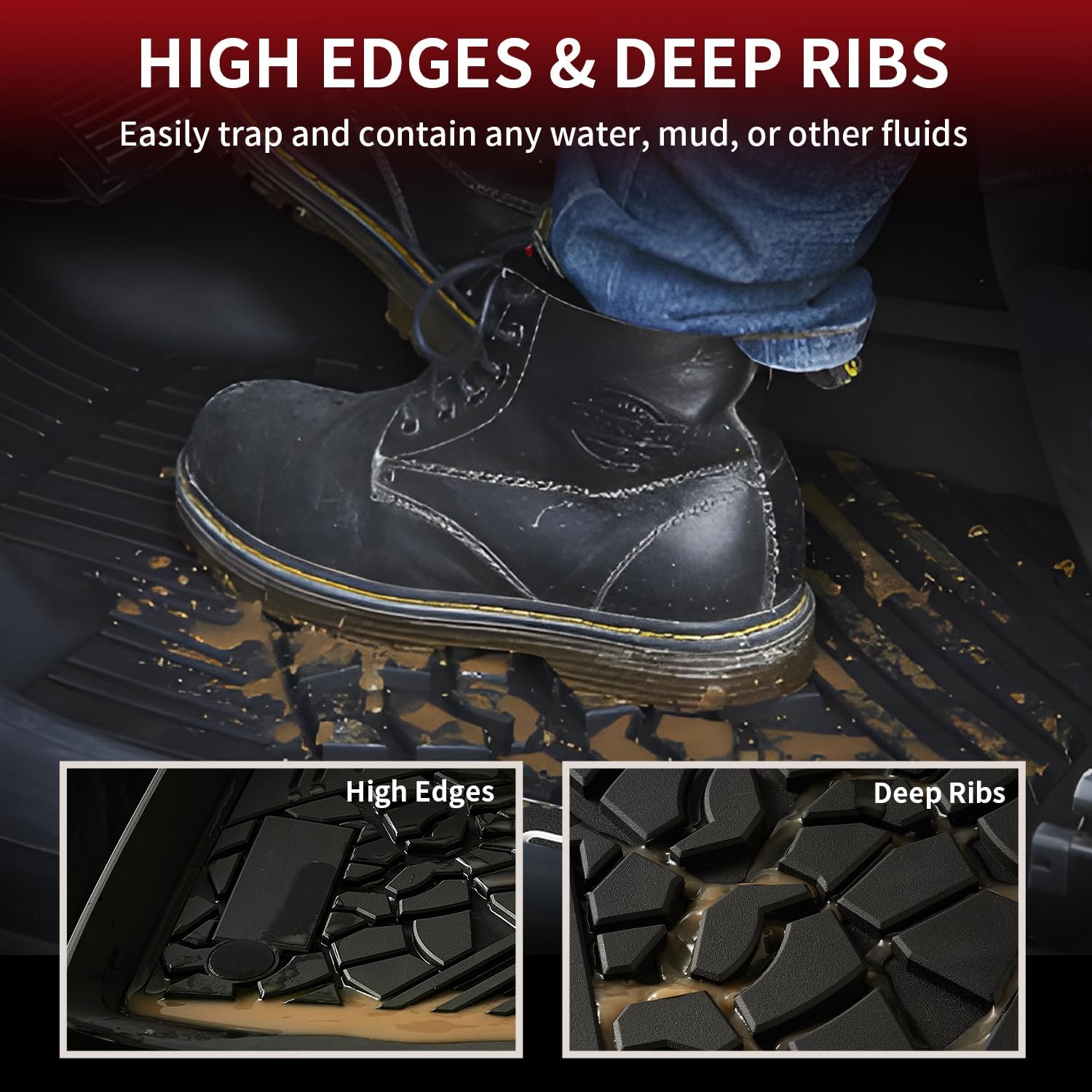 LASFIT Floor Mats & Trunk Mat for Jeep Grand Cherokee 2016-2021 Grand Cherokee WK 2022 All Weather TPE Custom Fit Car Cargo Liner Black - Image 2