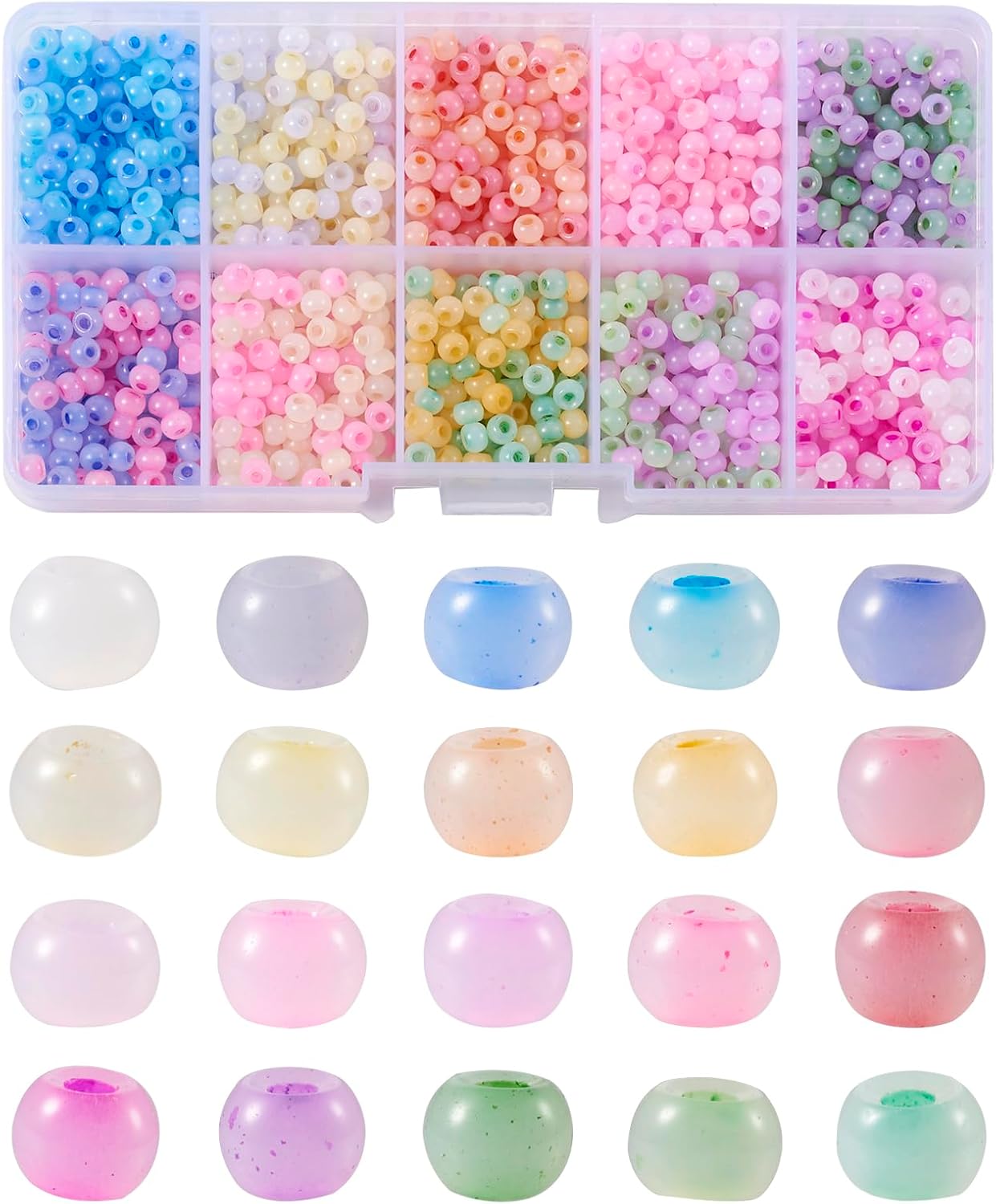 1500Pcs 4mm Lampwork Rondelle Seed Beads 20 Colors Pastel Crystal Pony Beads Bulk for Crafts DIY Friendship Bracelets Earring Beading Jewelry Making Supplies - Image 9
