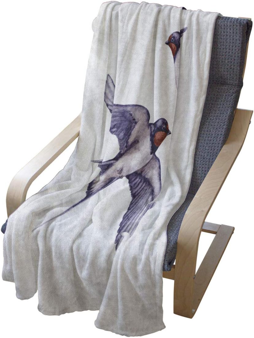 Lunarable Bird Throw Blanket, 2 Flying Swallows Open Wings Romantic Composition Marriage Nature Valentine, Flannel Fleece Accent Piece Soft Couch Cover for Adults, 50" x 60", Mauve Burnt Sienna